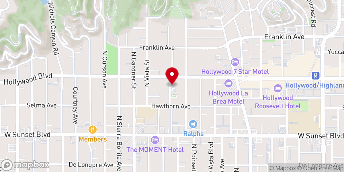 Map showing location of Temple Israel Of Hollywood