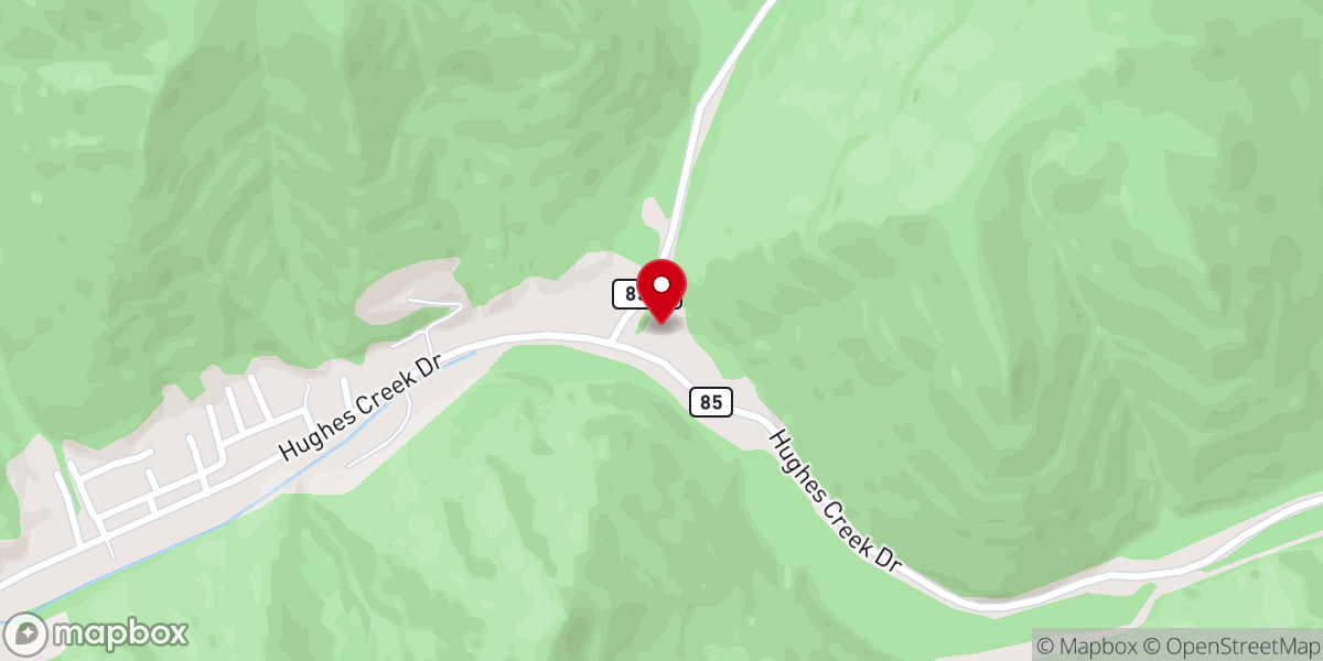 Map showing location of Hughes Creek Church of God