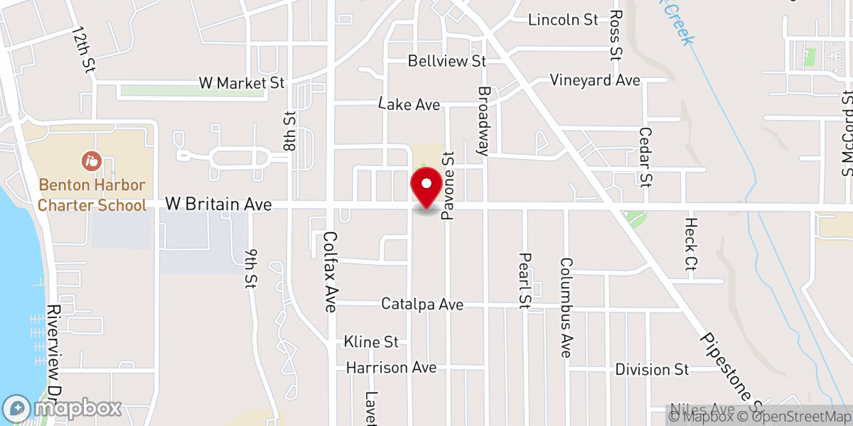 Map showing location of Ebenezer Baptist Church