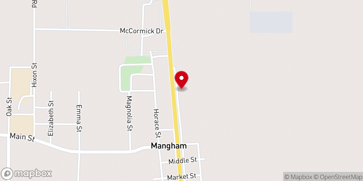 Map showing location of Mangham First Assembly of God