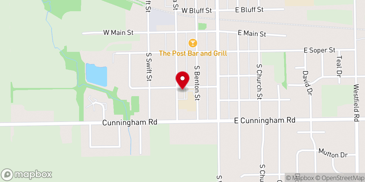 Map showing location of First Presbyterian Church of Winnebago
