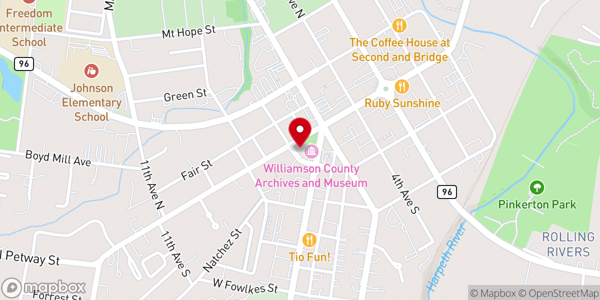 Map showing location of Franklin Cumberland Presbyterian