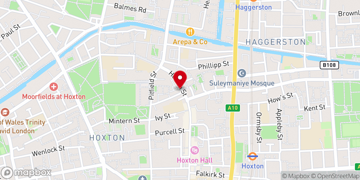 Map showing location of Grace Church Hackney