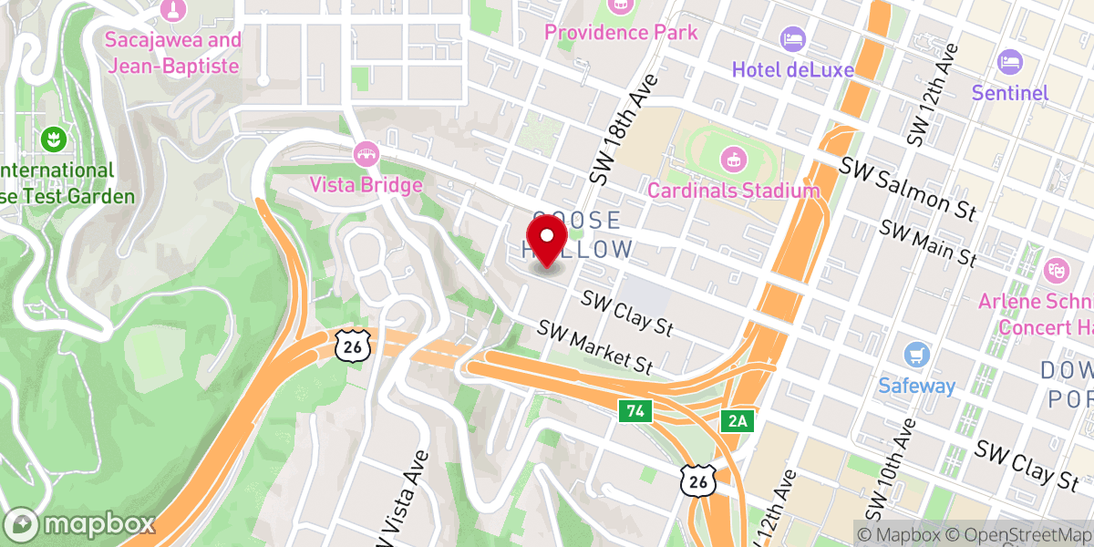 Map showing location of Portland First United Methodist Church