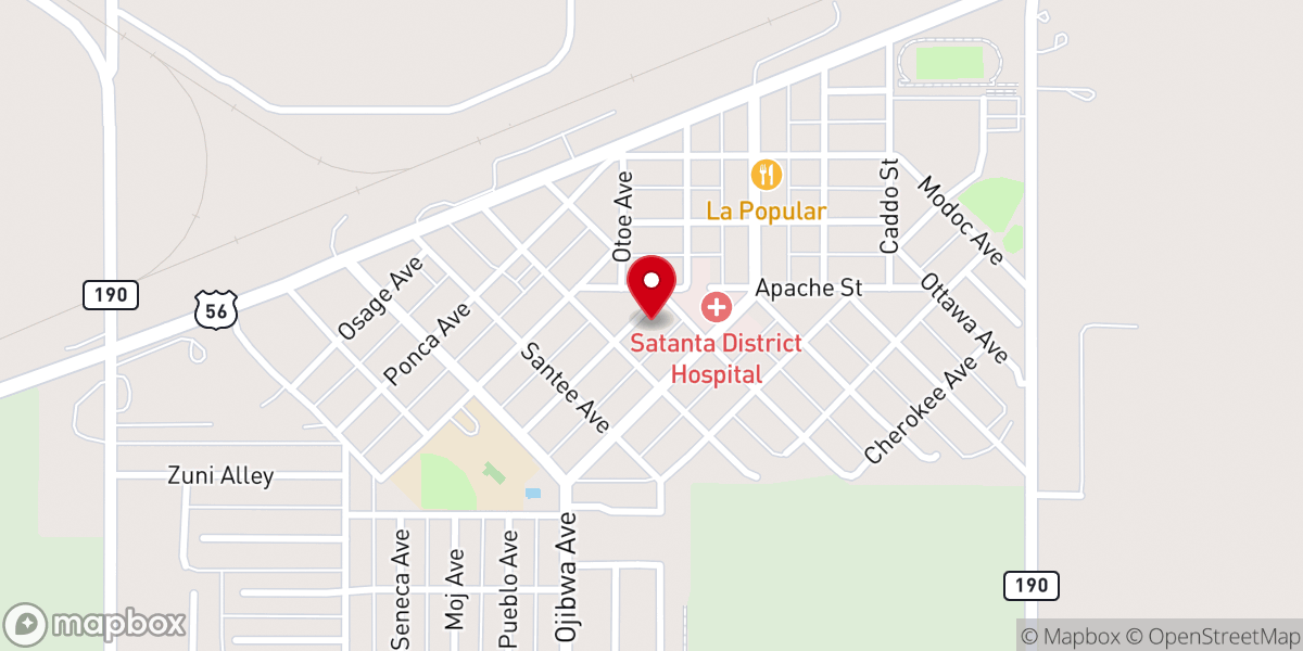 Map showing location of Satanta Methodist Church