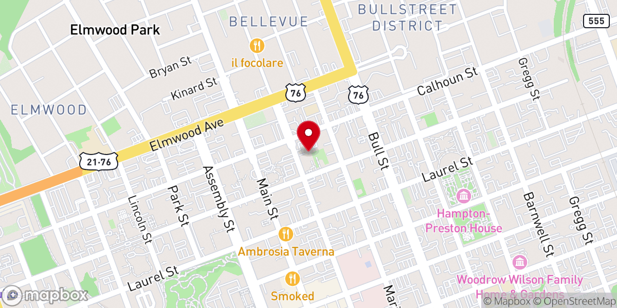 Map showing location of Ebenezer Lutheran Church