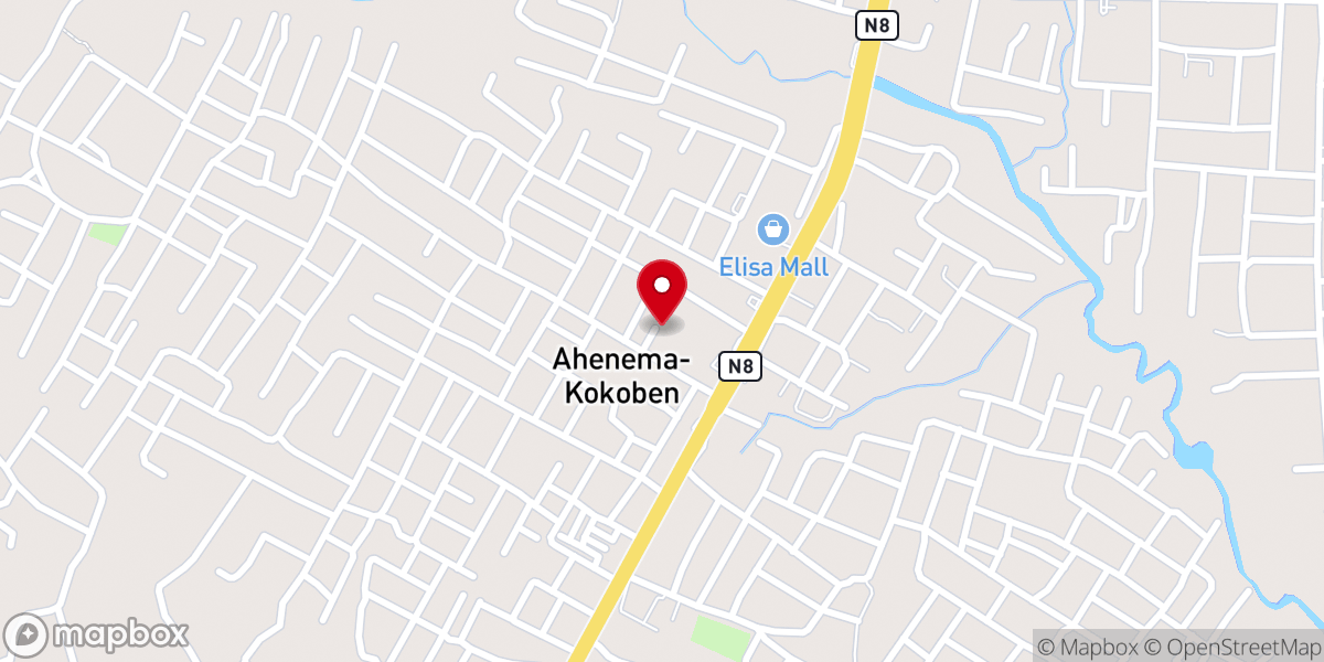 Map showing location of Kokoben Central S D A Church