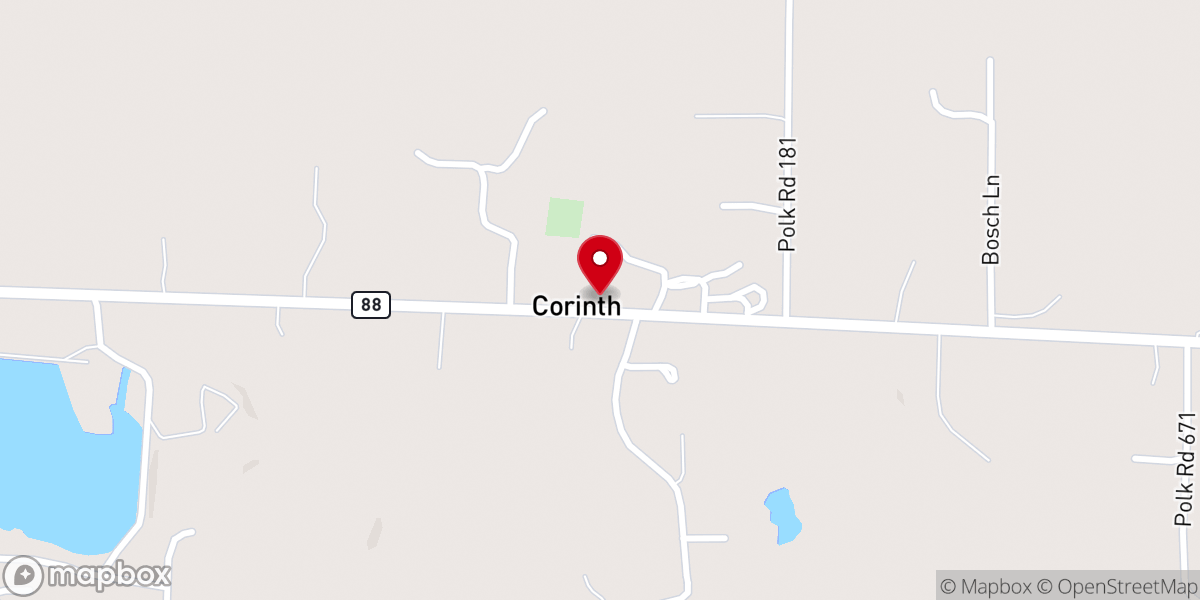 Map showing location of Corinth Church of God