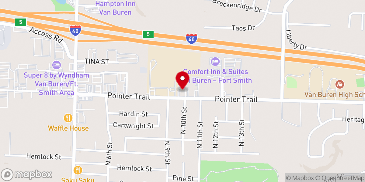 Map showing location of Pointer Trail Baptist Church