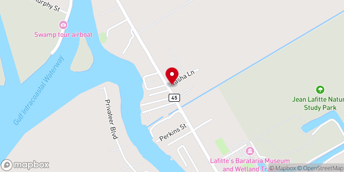 Map showing location of Lafitte-Barataria Vol Fire