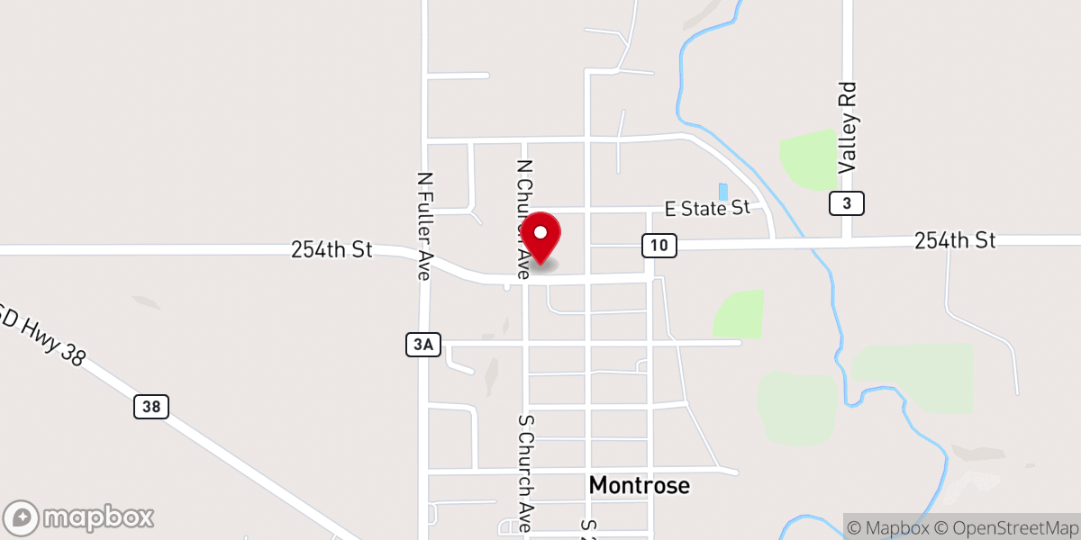 Map showing location of St. John's Lutheran Church
