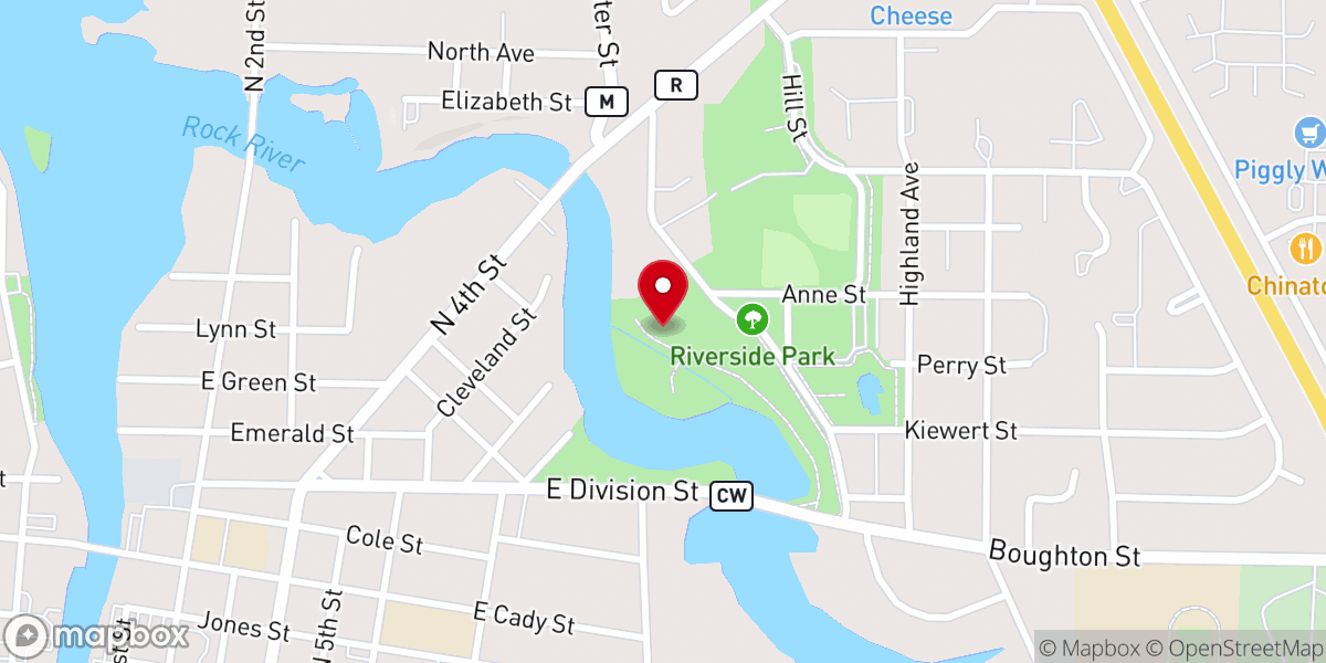 Map showing location of Riverside Park