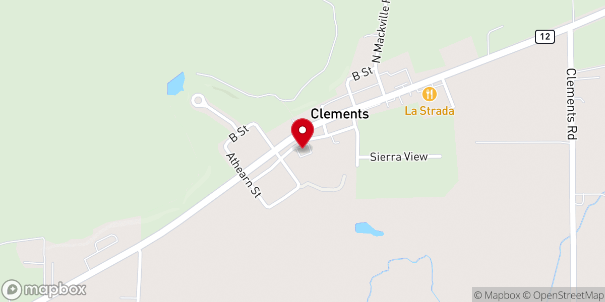 Map showing location of Clements Community Church