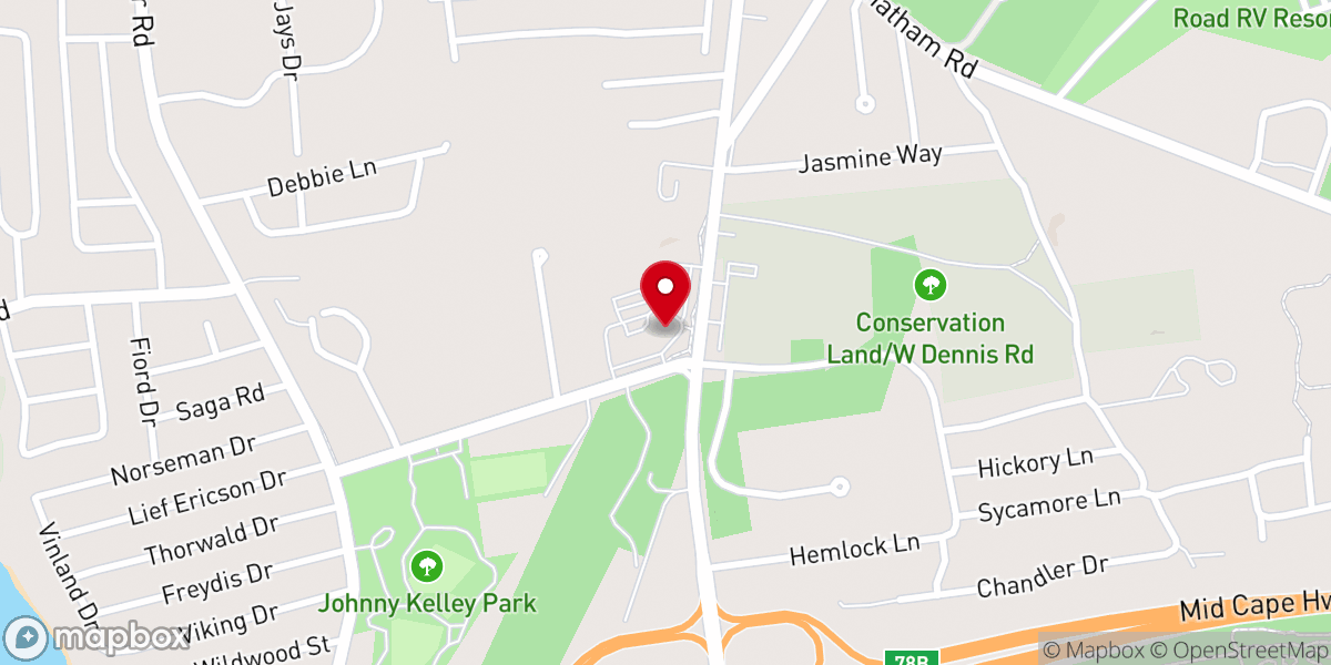 Map showing location of Dennis Town Hall