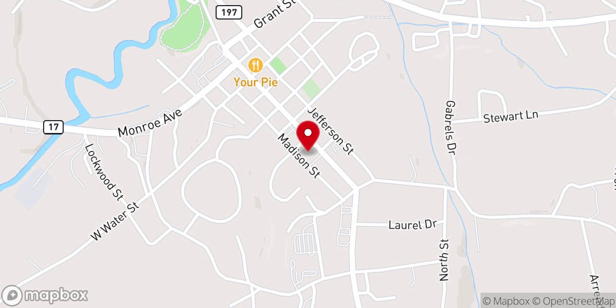 Map showing location of The Connections Building of Clarkesville 1st UMC