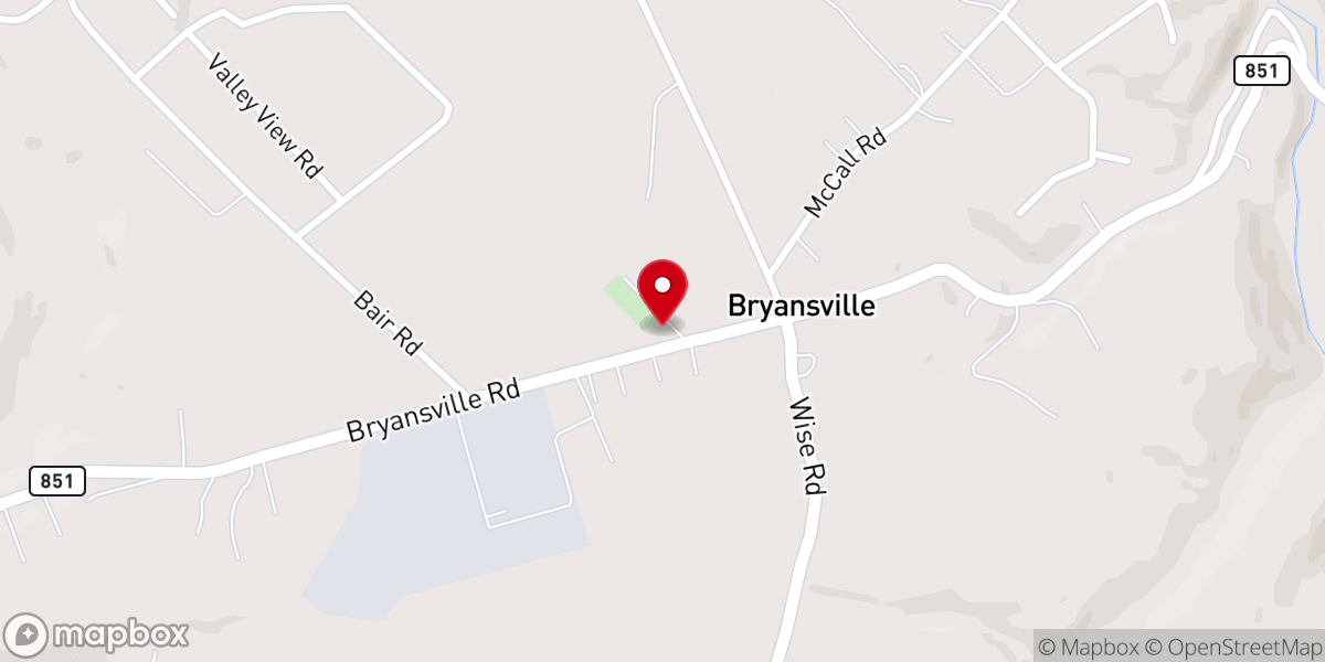 Map showing location of Bryansville United Methodist Church