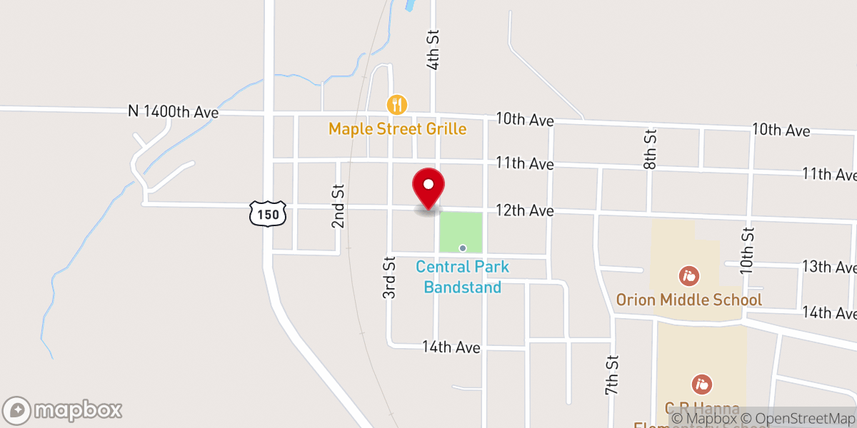 Map showing location of Orion Area Food Pantry - Food Distribution Center