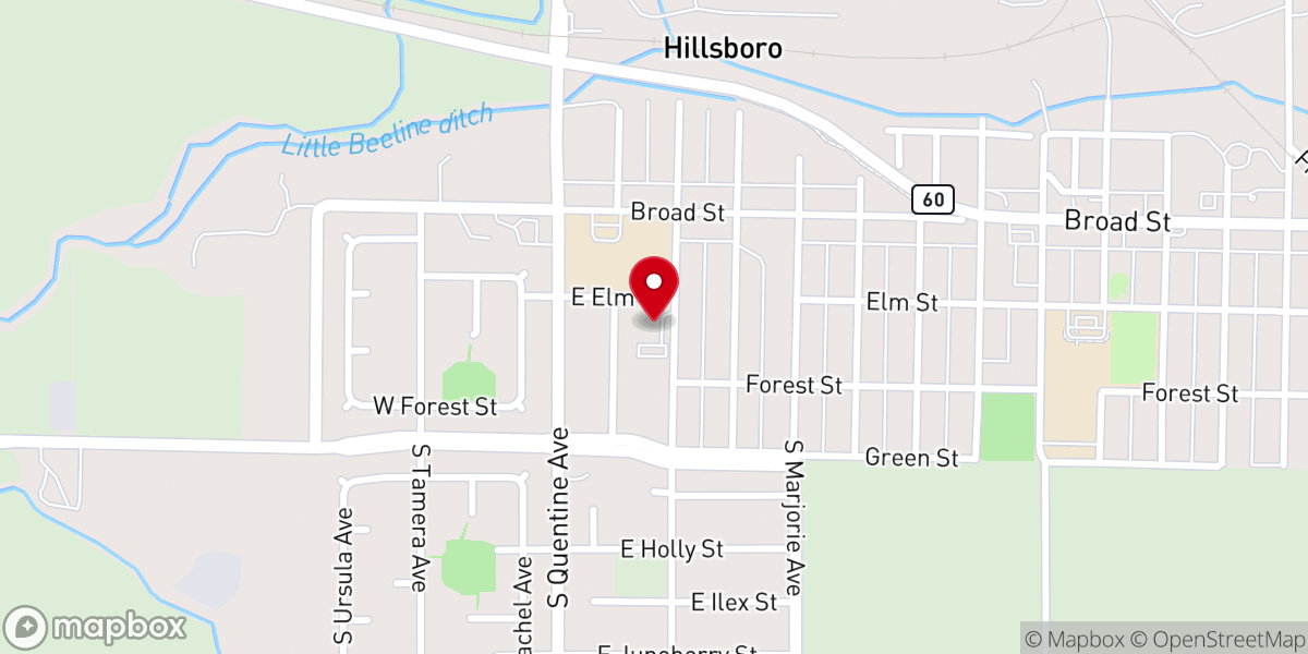Map showing location of Milliken Presbyterian Church