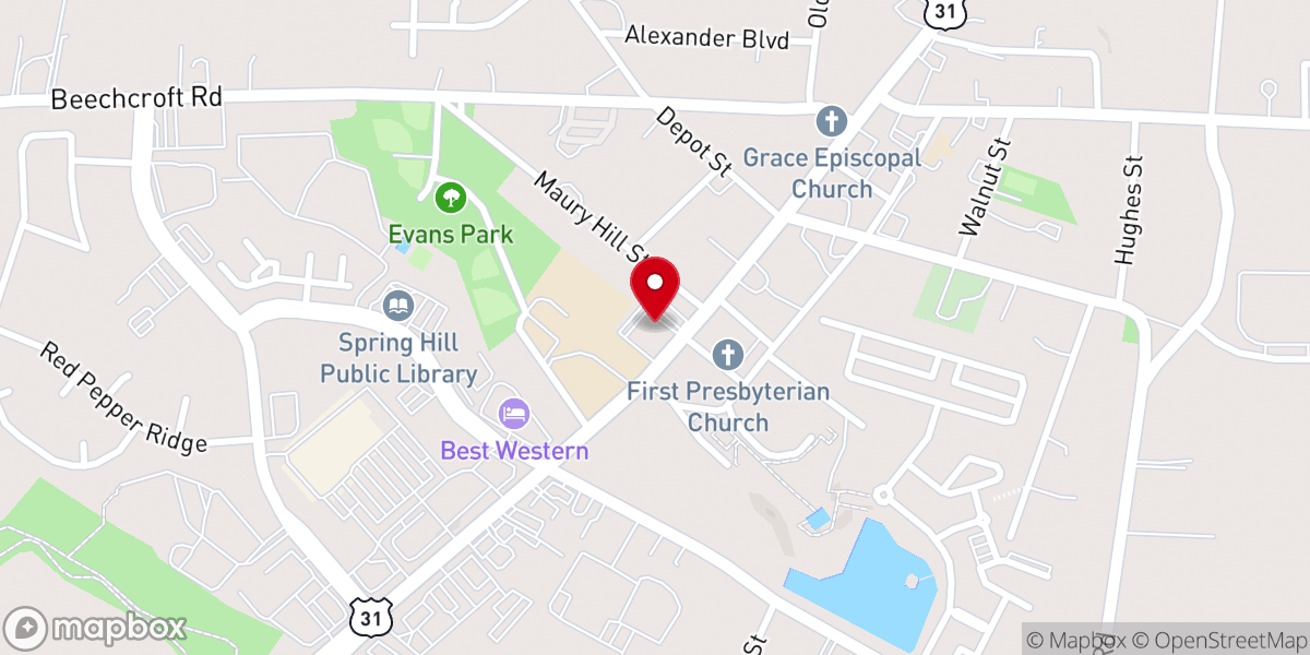 Map showing location of Spring Hill Church of Christ