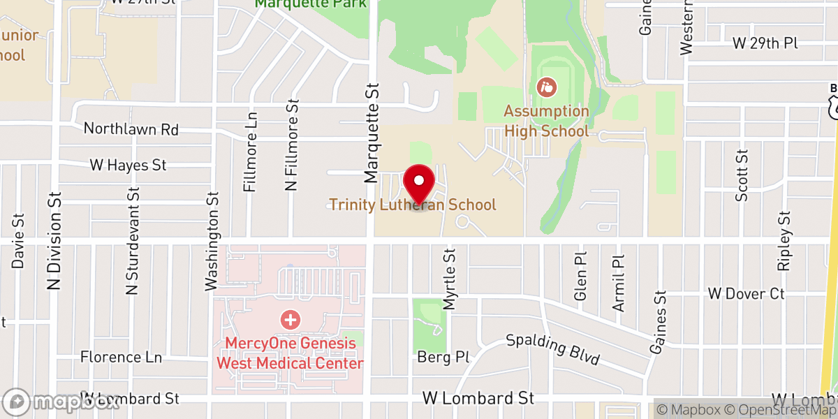 Map showing location of Trinity Lutheran Church