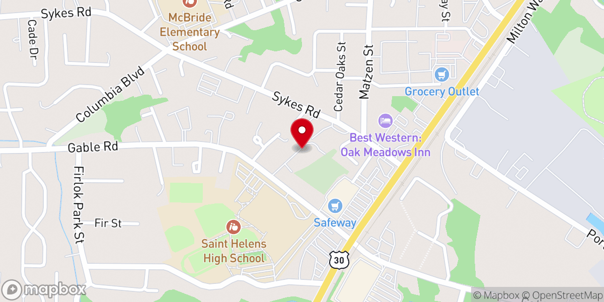 Map showing location of Avamere at St. Helens