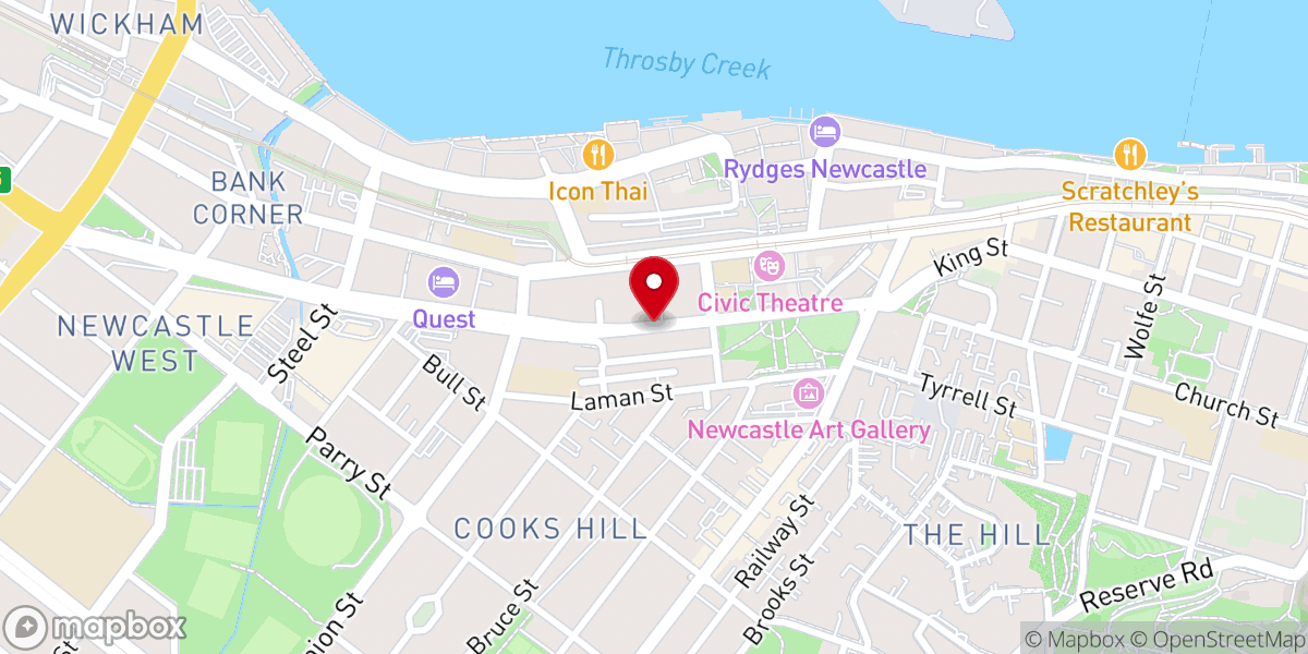 Map showing location of Hunter Bible Church Newcastle City