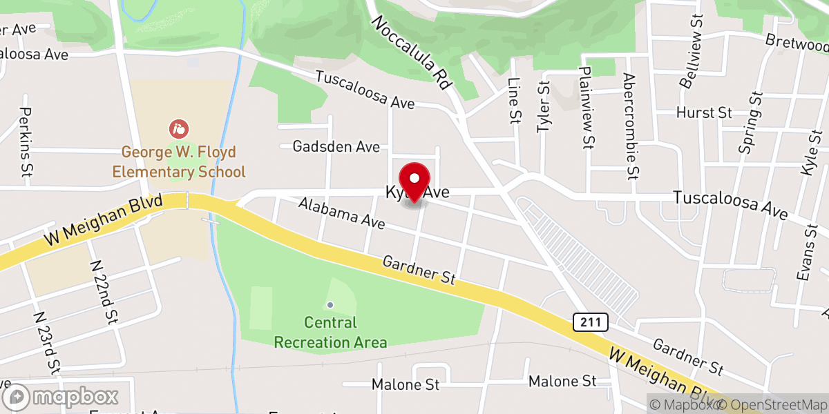 Map showing location of Mt. Carmel Baptist Church