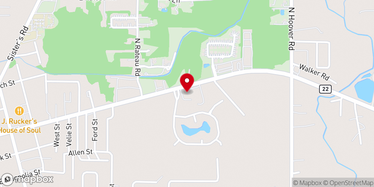 Map showing location of The Oaks Wedding & Events Center