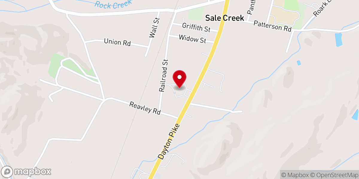Map showing location of Sale Creek Church Of God