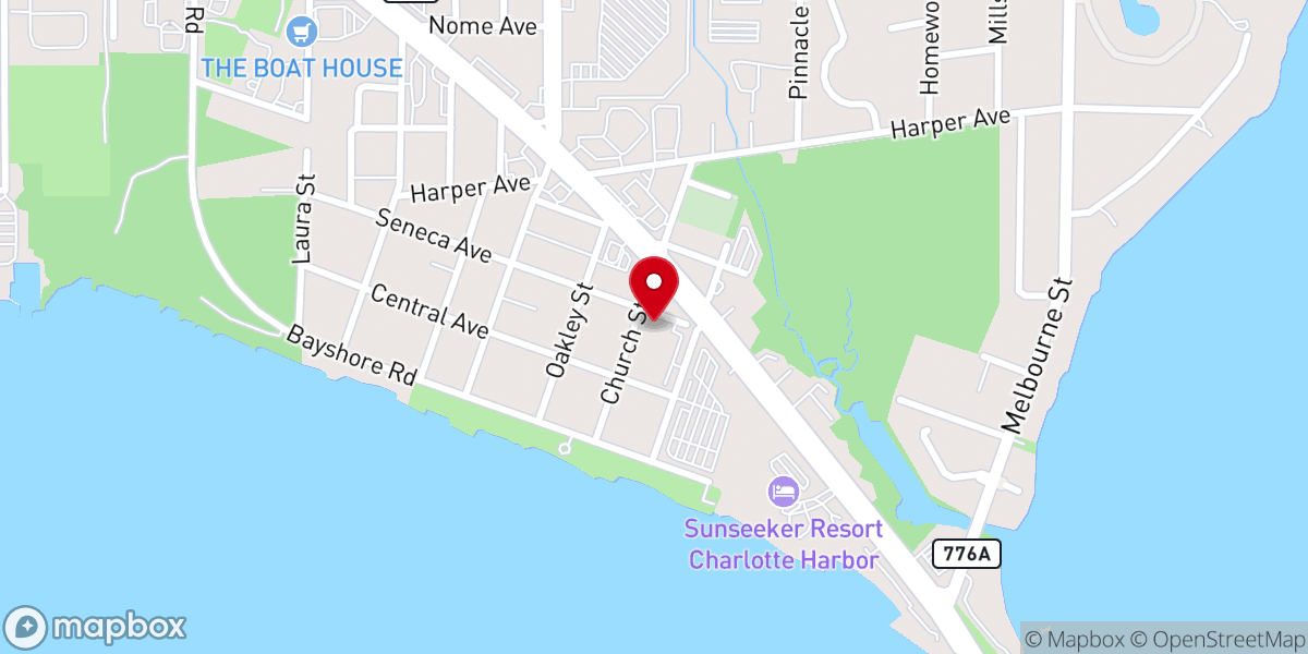 Map showing location of First Baptist Church Charlotte Harbor