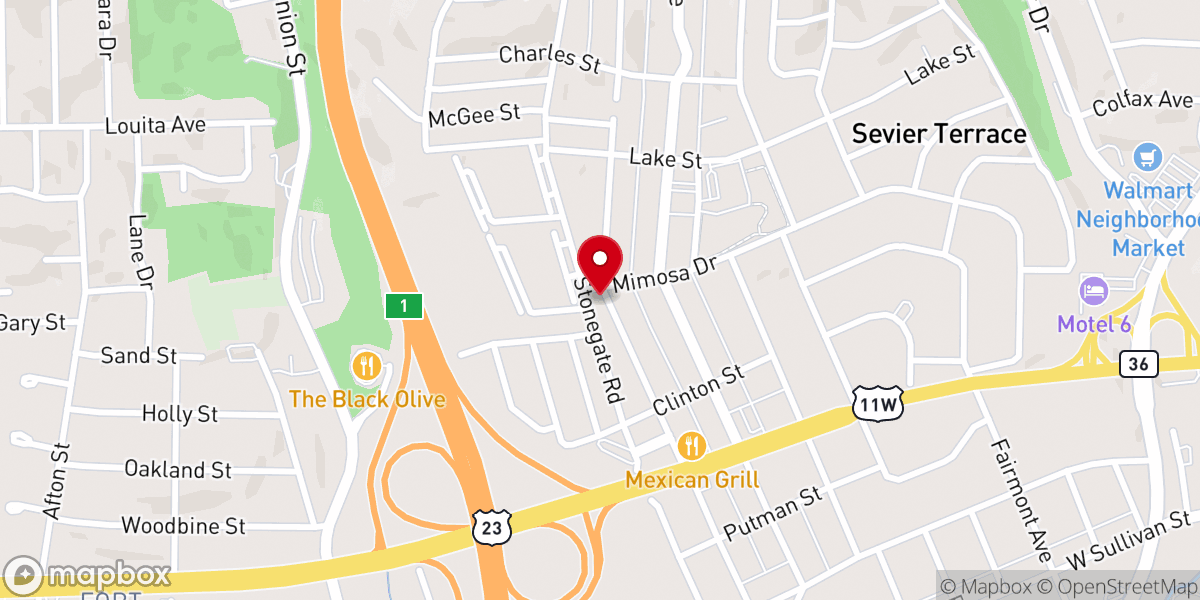 Map showing location of Riverside Avenue Baptist Church