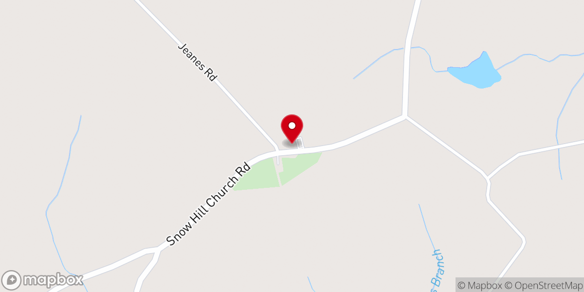 Map showing location of Snow Hill Church