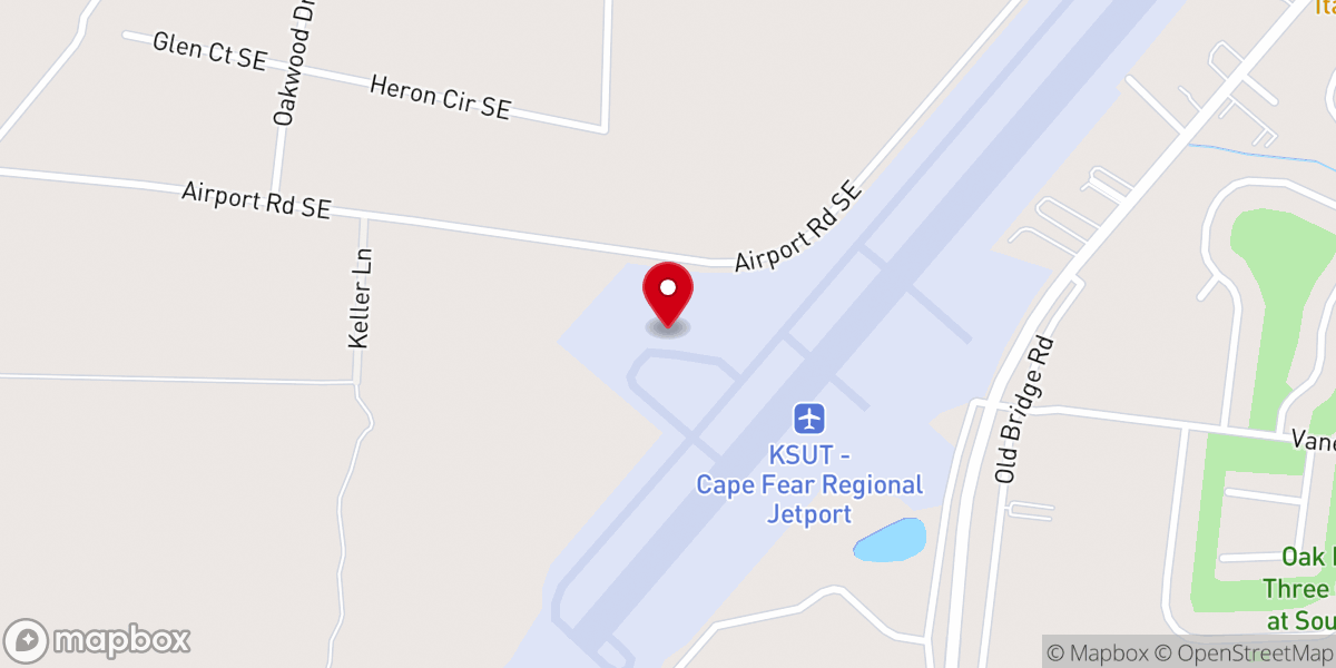 Map showing location of Cape Fear Regional Jetport