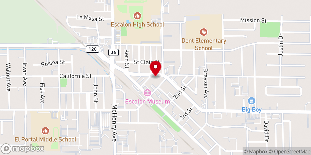 Map showing location of Escalon Presbyterian Church