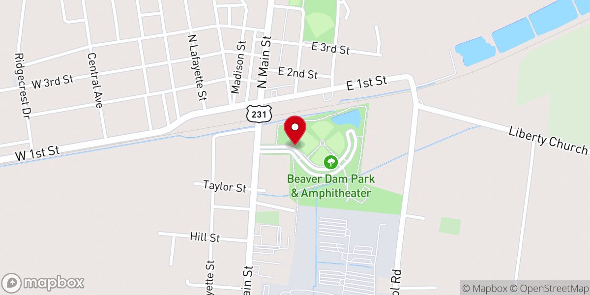 Map showing location of Beaver Dam City Park