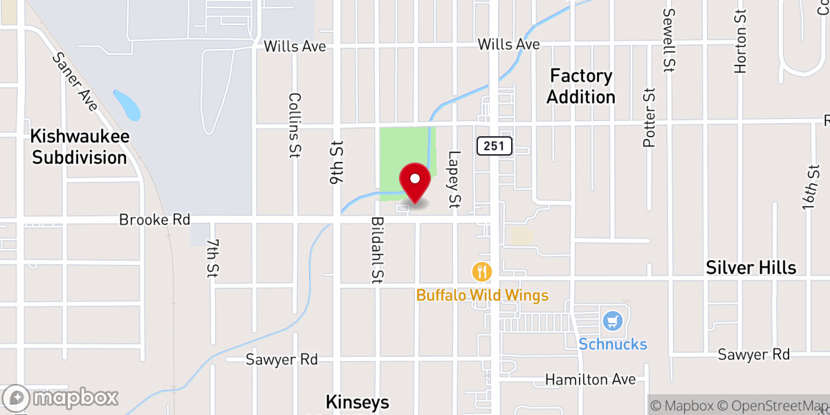 Map showing location of Brooke Road United Methodist Church