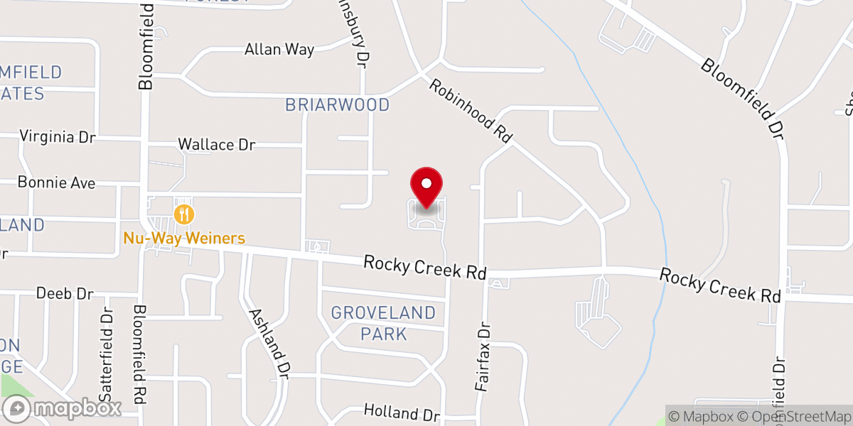 Map showing location of Greater New Bethel Baptist Church