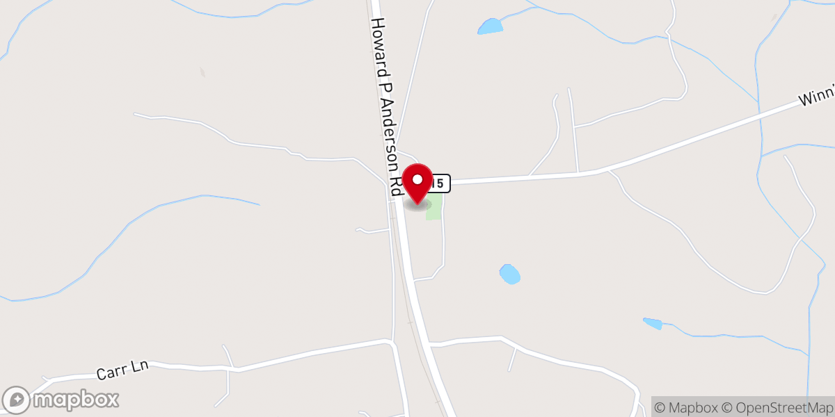 Map showing location of Winns Creek Baptist Church