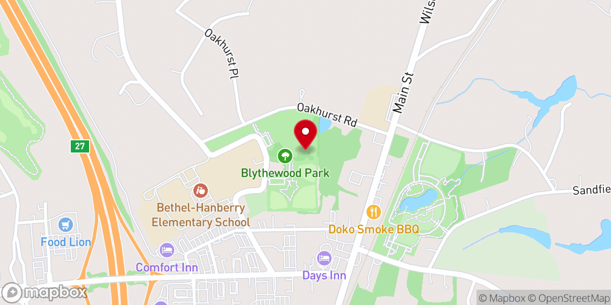 Map showing location of Blythewood Park