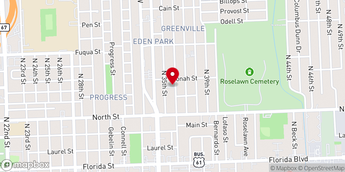 Map showing location of Mt Pilgrim Baptist Church
