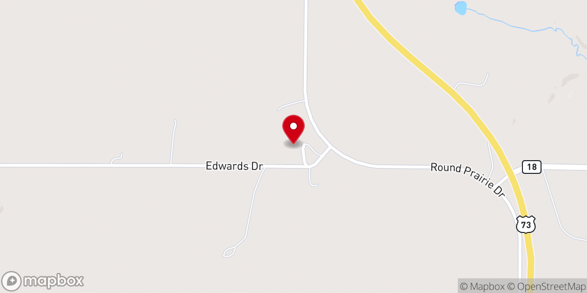Map showing location of Round Prairie Christian Church
