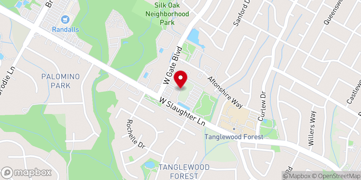 Map showing location of Westoak Woods Baptist Church