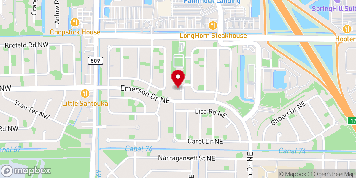 Map showing location of Rockledge Church of the Nazarene