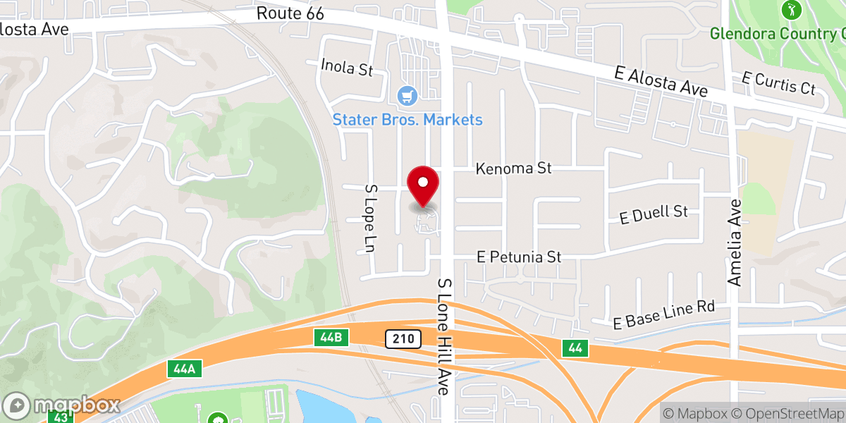 Map showing location of Grace Communion Glendora
