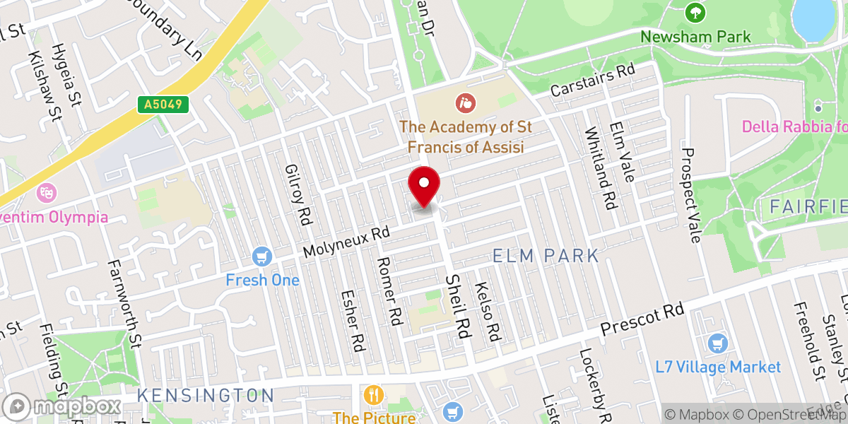 Map showing location of All Saints church Liverpool