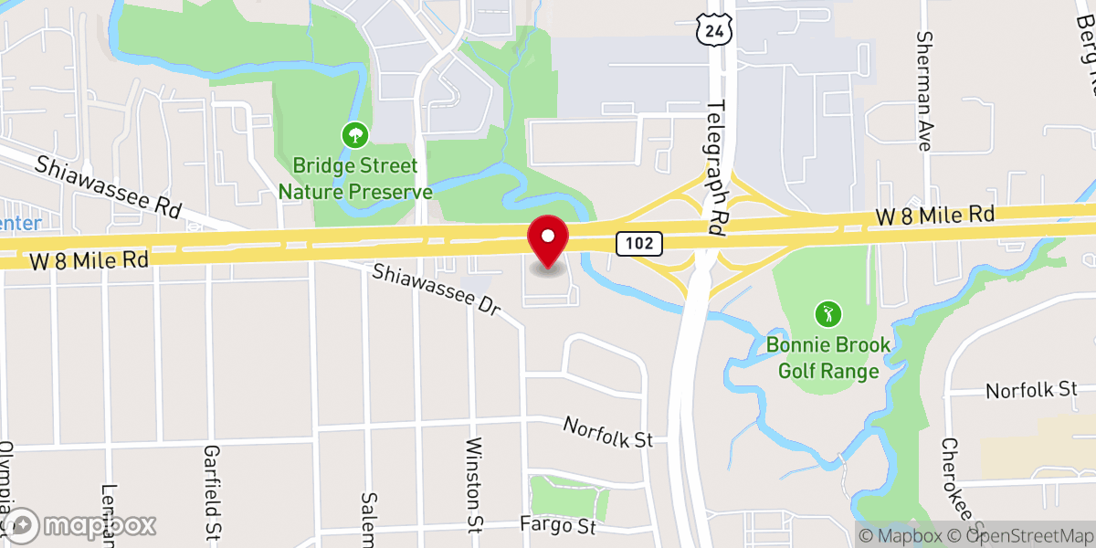 Map showing location of The Life Center Church, Inc.