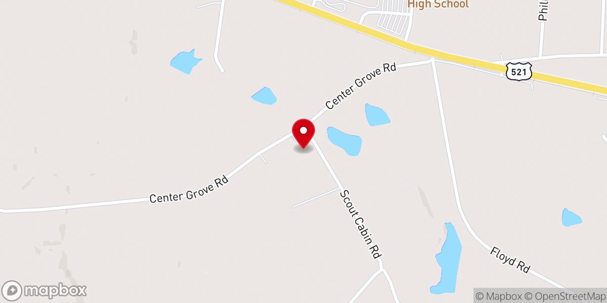 Map showing location of Center Grove Baptist Church