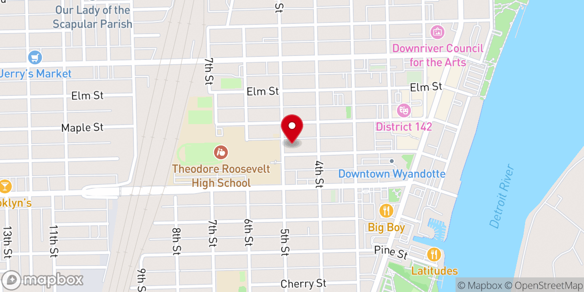 Map showing location of The Wyandotte Wedding Chapel