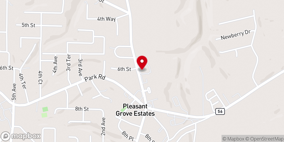 Map showing location of First Assembly of God Pleasant Grove