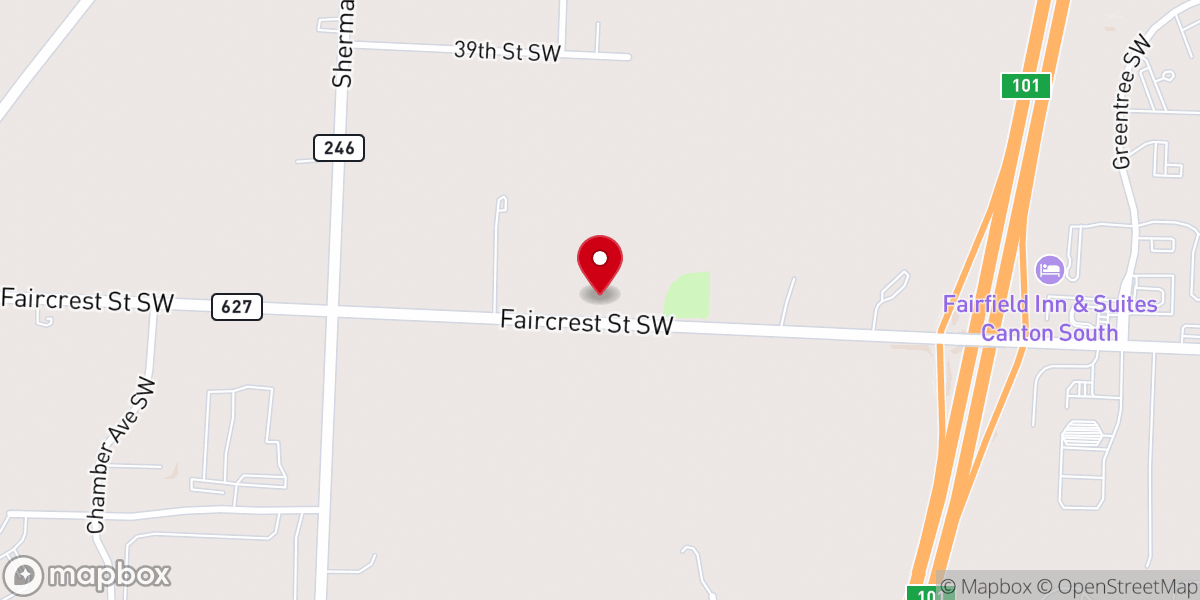 Map showing location of Faircrest Church of God
